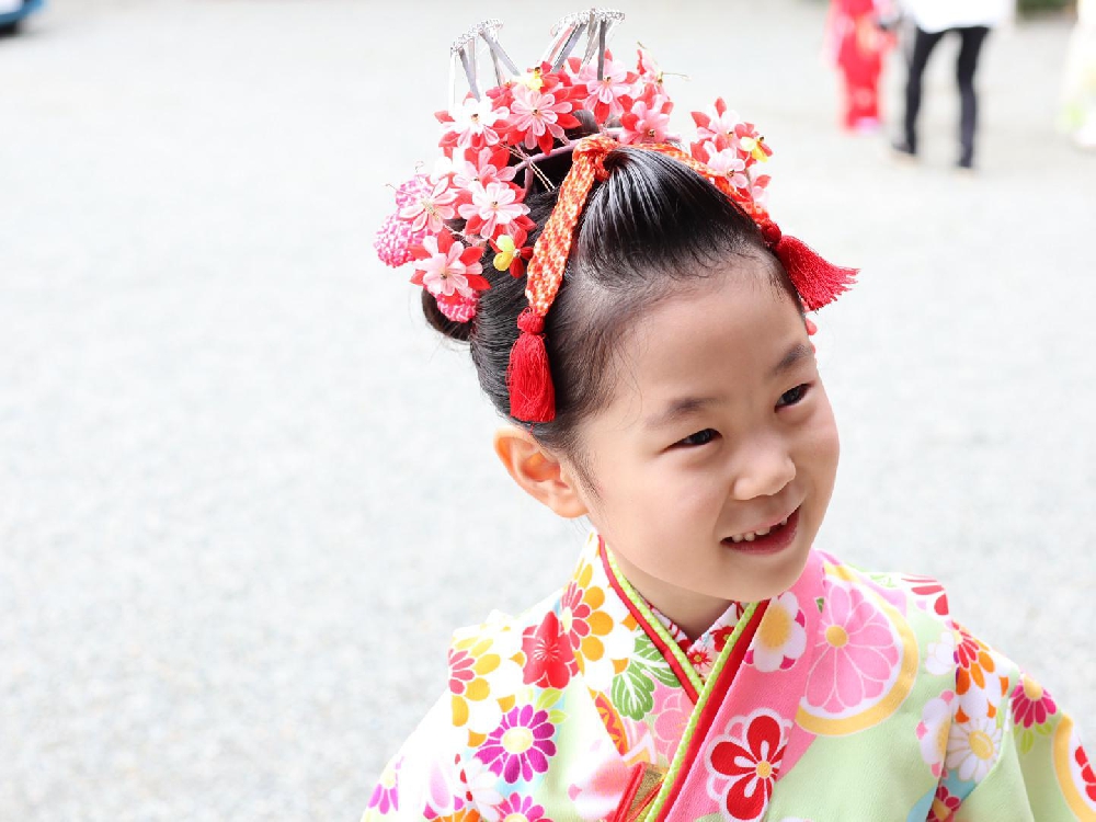 新日本髪 七五三 七歳   次女の髪をセットしてお参りに行って来ました♪