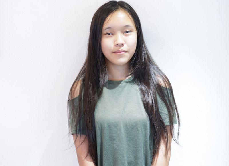 ギリギリ結べる位の長さのスタイル ～受験勉強で忙しい中学三年生のヘアドネーション♪～