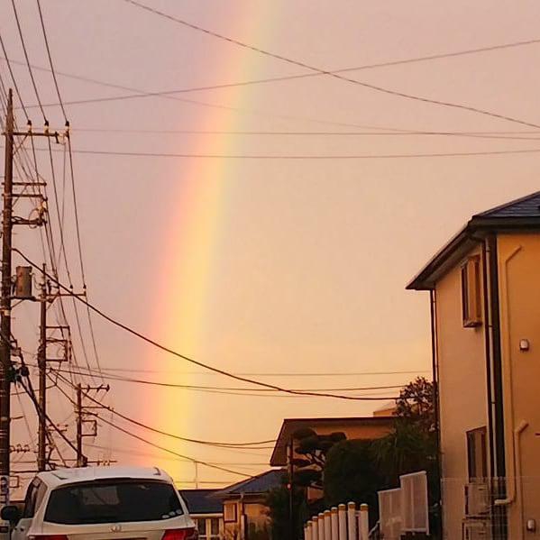 春を祝福する大きな虹